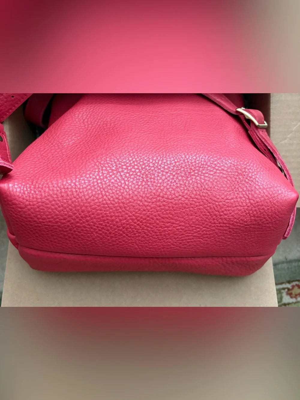 NIB Portland Leather Pebbled Backpack Tote Sugar